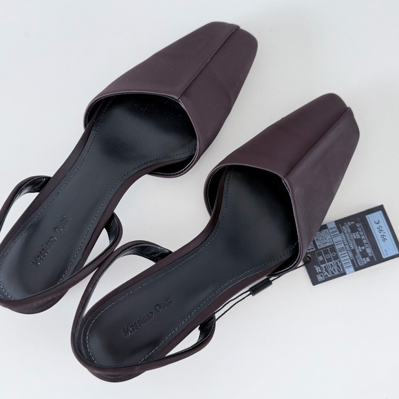 Massimo Dutti Brown Slingback Kitten Heel EU 36 / US 6 | Satin | Minimal - Picture 8 of 14